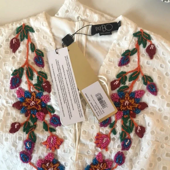 NWT! PatBo hand embroidered eyelet mini dress - Picture 7 of 9